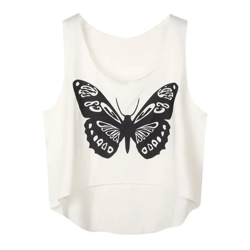 Casual Women Cartoon Crop T-Shirt Emoji Tank Top Vblouse Sleeveless 1