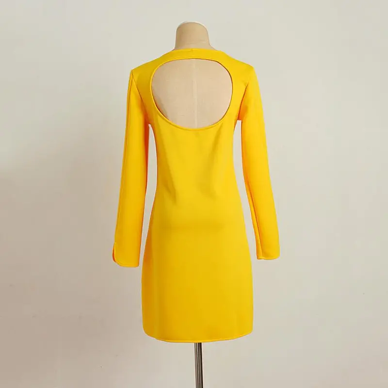 Casual Women Dress Long Sleeve Backless Evening Party Mini Dress Vestidos Plus Size 3
