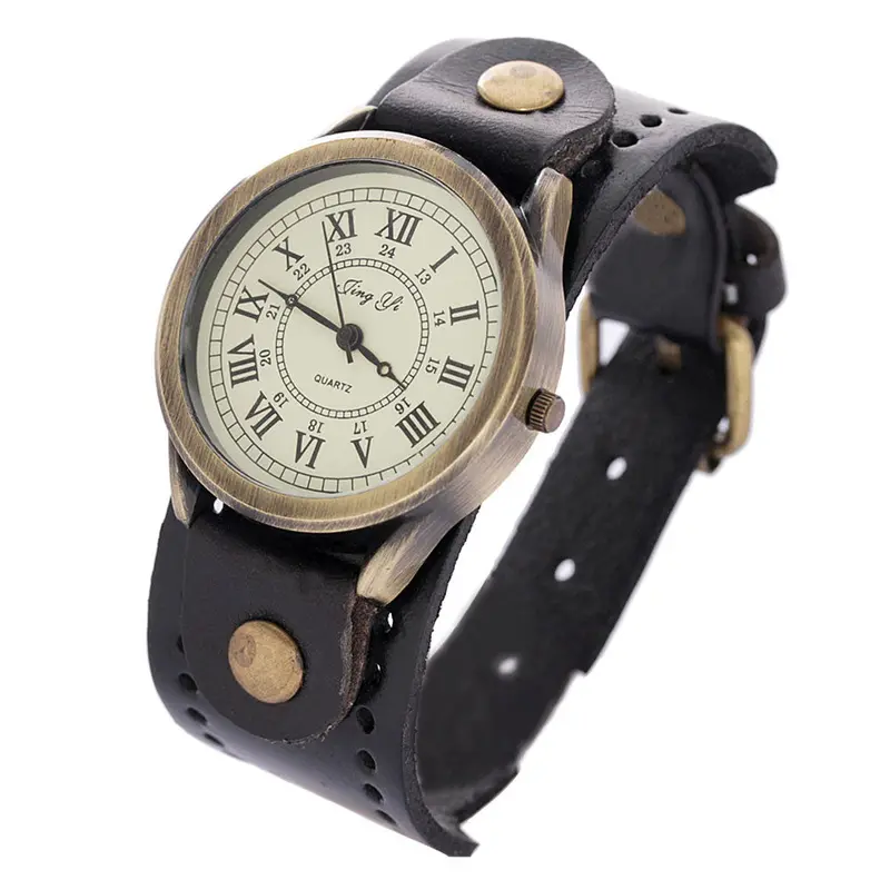 Casual Women Dress Watches Vintage Pu Leather Band Clock Relogio Feminino Elegant Quartz Analog Punk Watch 1