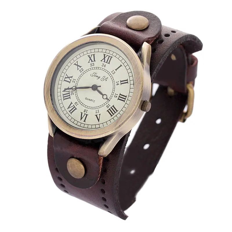 Casual Women Dress Watches Vintage Pu Leather Band Clock Relogio Feminino Elegant Quartz Analog Punk Watch 2