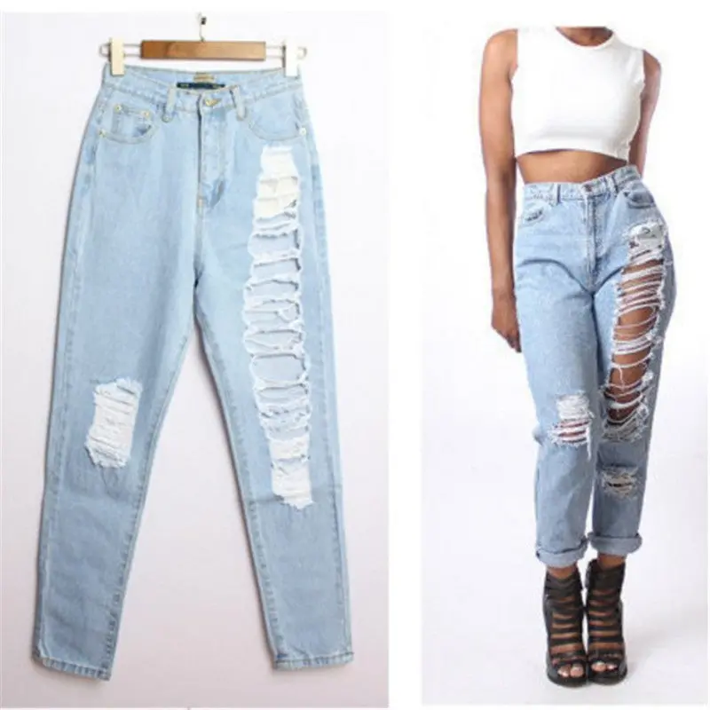 Casual Women Jeans Ripped Denim Boyfriend Jeans For Women Plus Size Jeans Women Hole Vintage Trousers Capris For Women 1