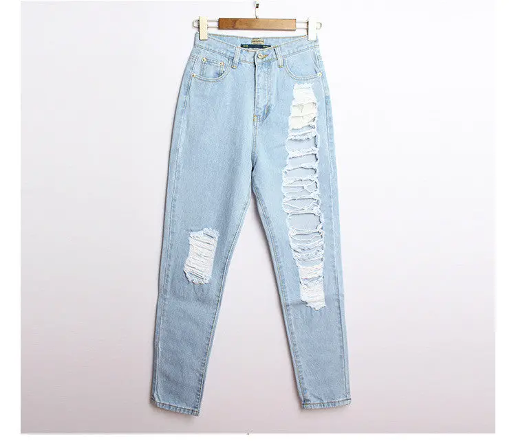Casual Women Jeans Ripped Denim Boyfriend Jeans For Women Plus Size Jeans Women Hole Vintage Trousers Capris For Women 3