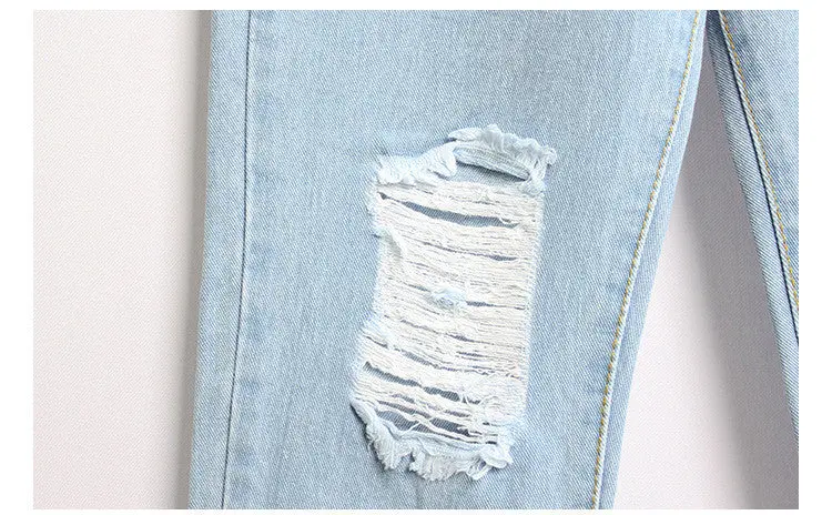 Casual Women Jeans Ripped Denim Boyfriend Jeans For Women Plus Size Jeans Women Hole Vintage Trousers Capris For Women 5