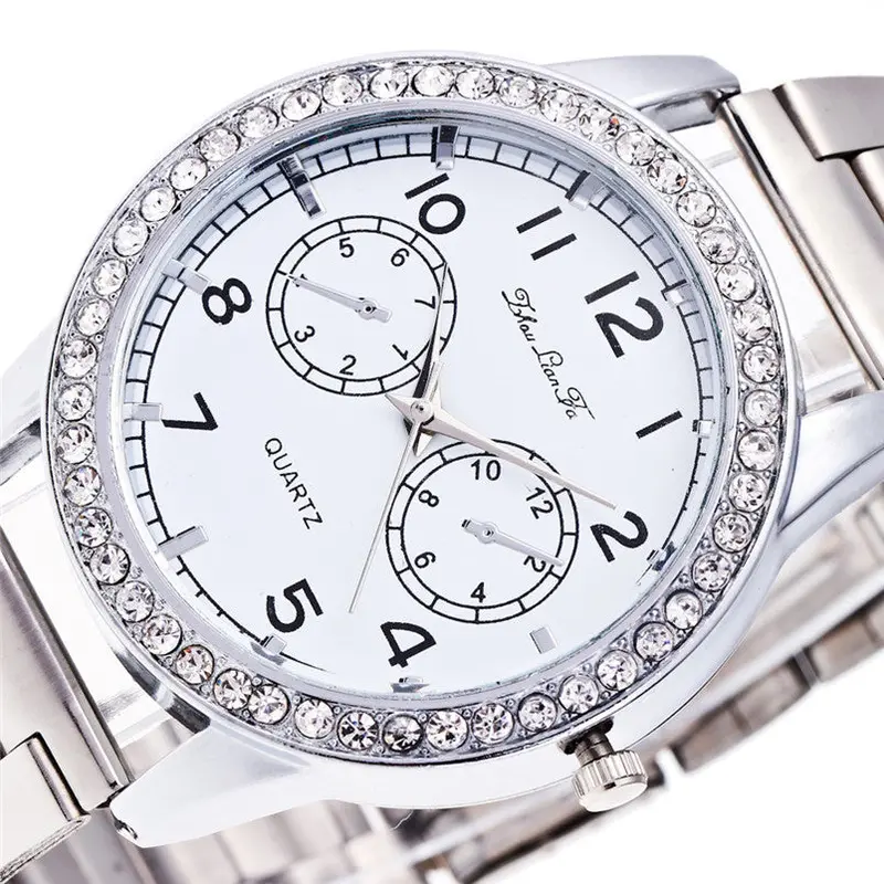 Casual Women Watch, Montre Women's Crystal Diamond Watches Full Steel Quartz Wrist Watch Dress Relogio Feida 1