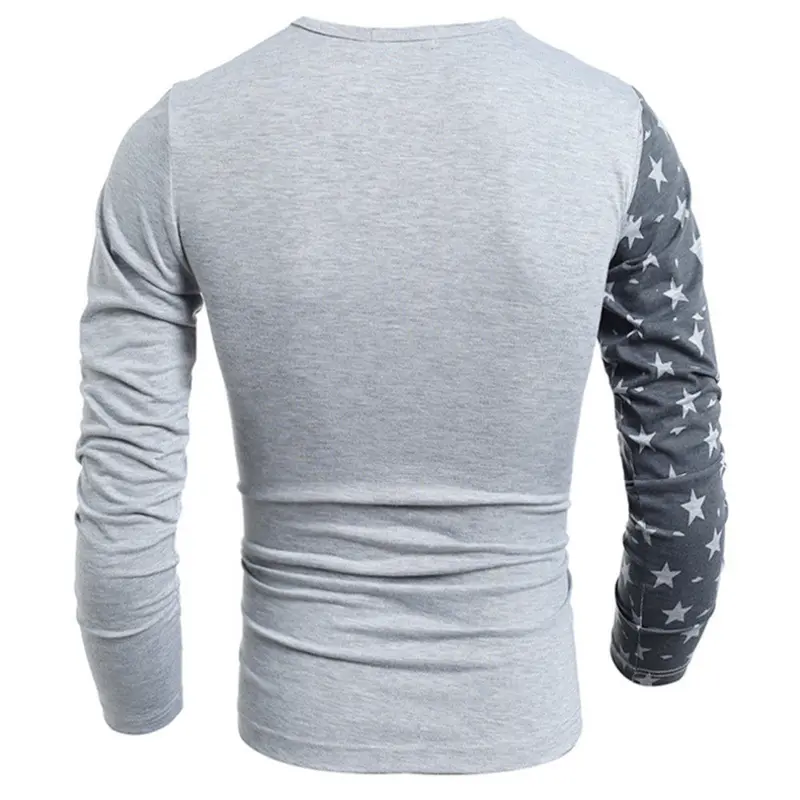 Casualslim Round Neck Long Sleeve T-Shirts Star Printed Shirts 5