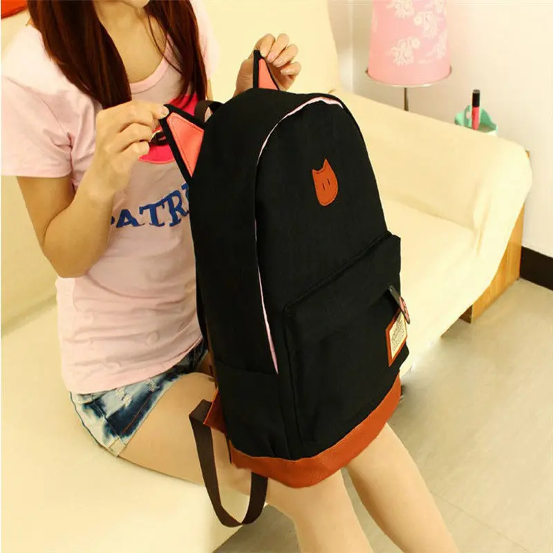 Cat Backpack Women Canvas Printing School Backpack For Girls Bag Backpacks Women Bag 2