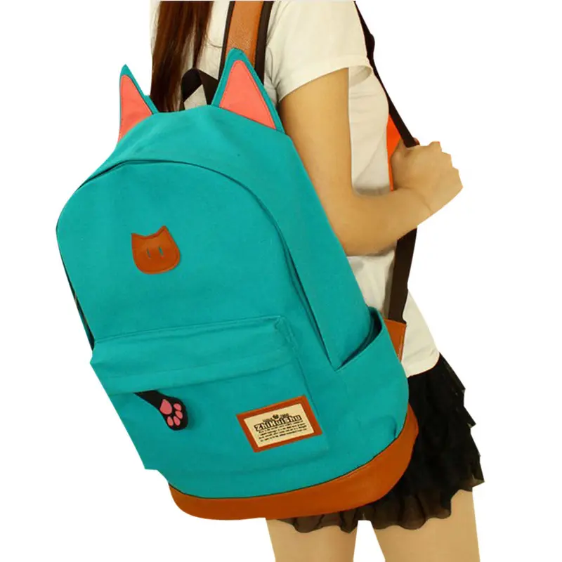 Cat Backpack Women Canvas Printing School Backpack For Girls Bag Backpacks Women Bag 3