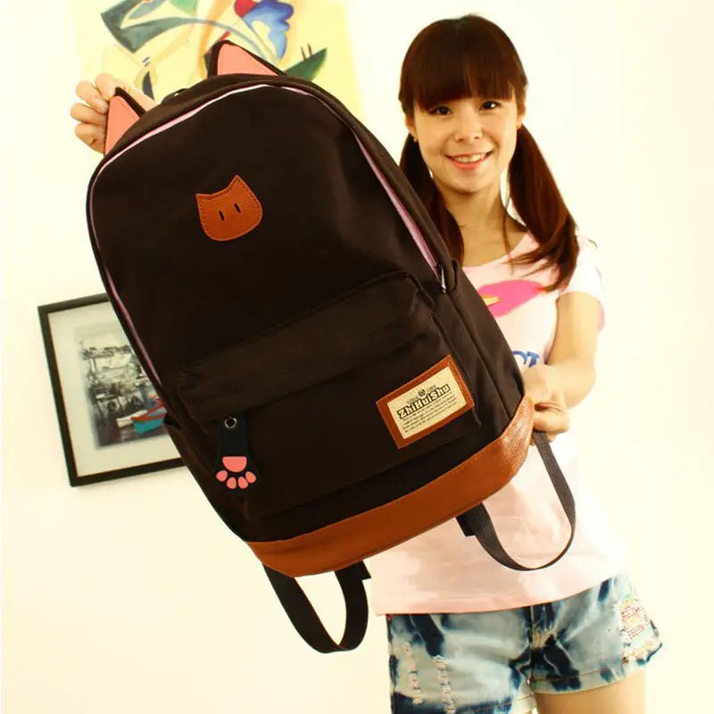 Cat Backpack Women Canvas Printing School Backpack For Girls Bag Backpacks Women Bag 4