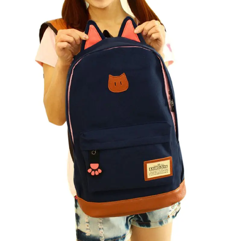 Cat Backpack Women Canvas Printing School Backpack For Girls Bag Backpacks Women Bag 5