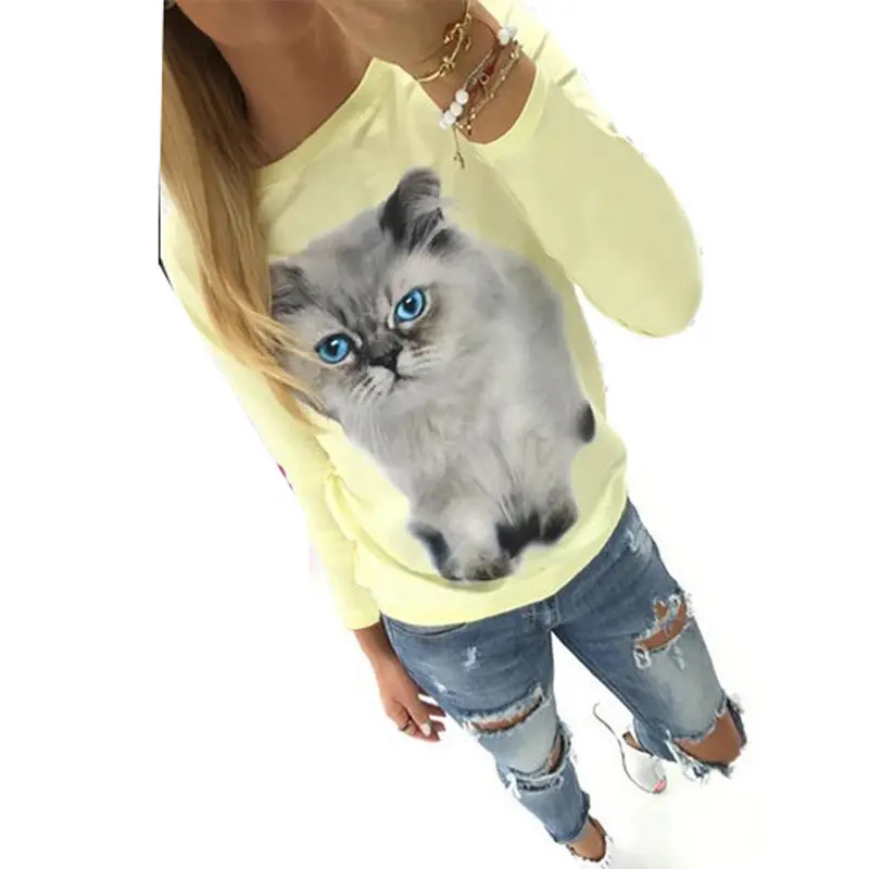 Cat Pattern Women Blouse Clothing Dressed Shirts Printing Vetement S Dames Bloezen 1