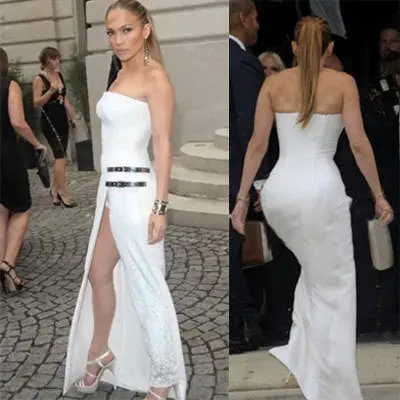 Celebrity Style Women Sexy Long Pencil Strapless Pantskirt Women's Playsuit Overalls Slim Pants High Split Sequin Party Dresses 1