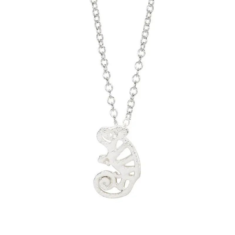 Chameleon Iguana Shaped Animal Charm Necklace In Silver Handmade Animal Jewelry 10Pcs-N135 1