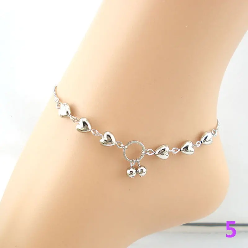 Charm Chaine Anklet Bracelet Little Star Ankle Simple Heart Ankles Cherries Chain Jewelry Silver Tobilleras For Women Girl Gift 2