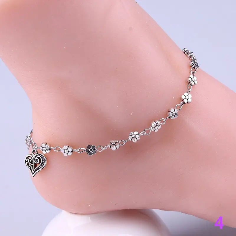 Charm Chaine Anklet Bracelet Little Star Ankle Simple Heart Ankles Cherries Chain Jewelry Silver Tobilleras For Women Girl Gift 3