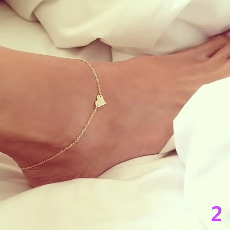 Charm Chaine Anklet Bracelet Little Star Ankle Simple Heart Ankles Cherries Chain Jewelry Silver Tobilleras For Women Girl Gift 5