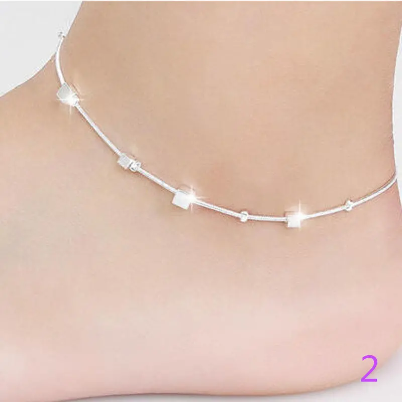 Charm Chaine Anklet Bracelet Little Star Double Heart Ankles Chain Silver Gold Beach Foot Bracelet Jewelry For Women Girl Gift 3