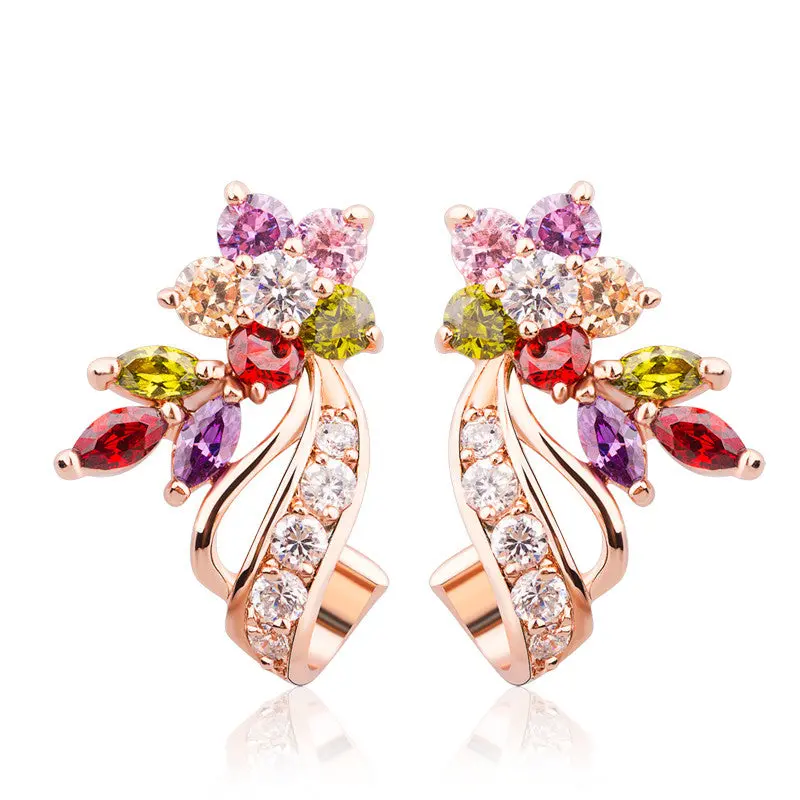 Charm Lady Earrings Est Flower Color Clip Earrings For Girl Fashion Anniversary 1