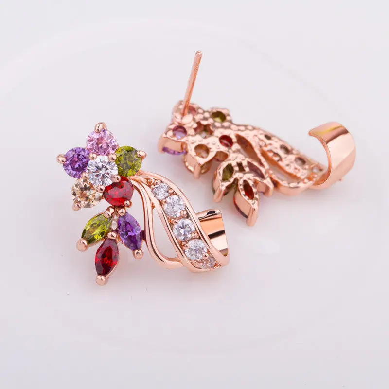 Charm Lady Earrings Est Flower Color Clip Earrings For Girl Fashion Anniversary 2