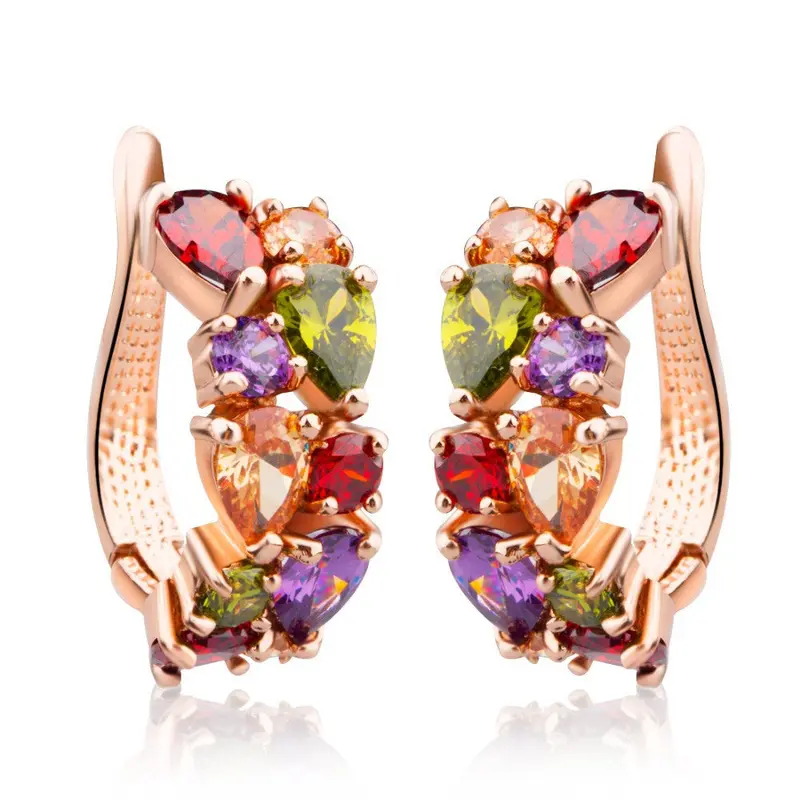 Charm Lady Earrings Est Flower Colorful Clip Earrings For Girl Fashion Anniversary 1