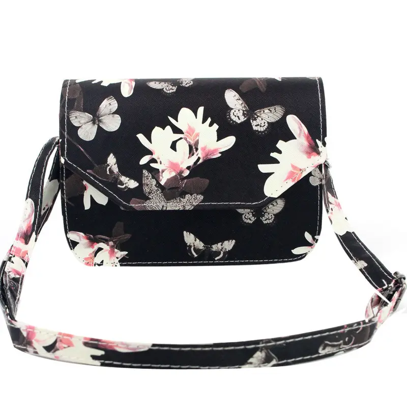 Charm Leather Women Messenger Bags Shell Shaped Crossbody Multi-Function Mini Bag With Flower Butterfly Printed Shoulder Bags 1