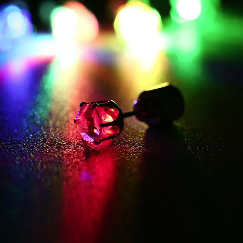 Charm Led Earring Light Up Bright Stud Earrings Luminous Crown Glowing Crystal Stainless Ear Stud For Dj Dance Party Bar 1