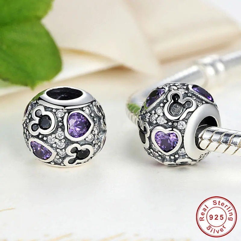 Charms Fit Pandora Bracelet Purple Love Heart Cartoon Making Baby 2