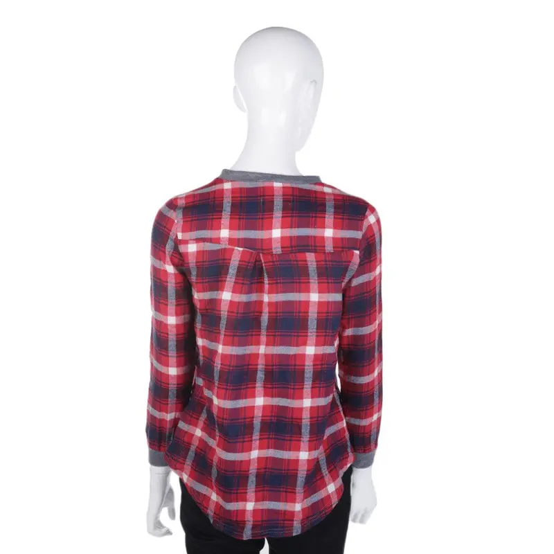 Checked Long Sleeve Sweatshirts Casual Loose Tops Blouse O Neck Pulloverfast 3