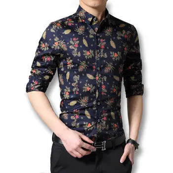 Chemise Homme Casual Slim Fit Large Size Long Sleevedfloral Shirts Camisa Masculina Shirts Hombre 1