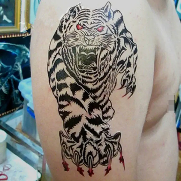 Chest Waterproof Tiger Tattoo Stickers Prothorax Big 3D Disposable Tatoo Stickers 1