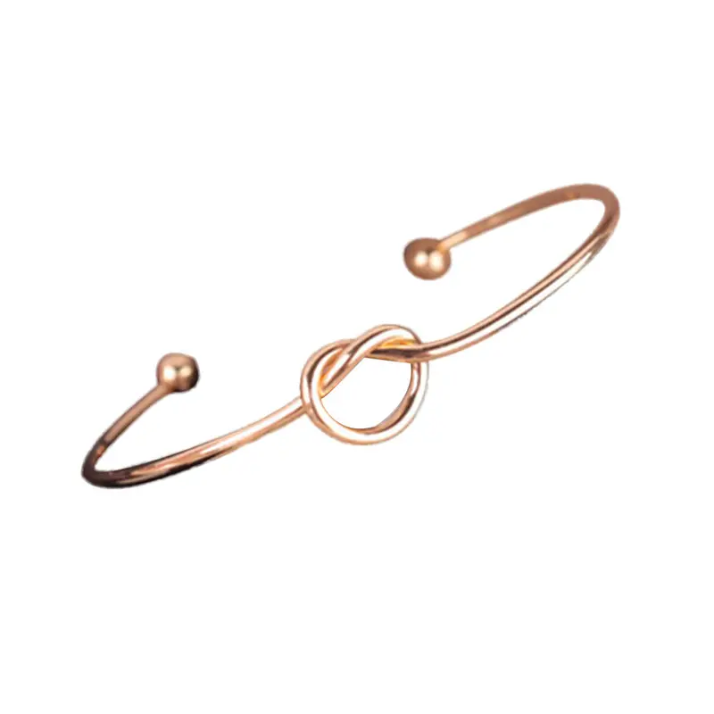 Chic Bracelet Gold Silver Simple Knot Bangle Cuff Opening Copper Casting Jewelry Bangles Bracelets 2