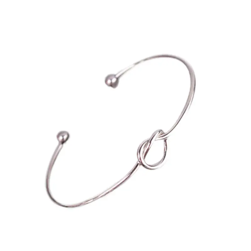 Chic Bracelet Gold Silver Simple Knot Bangle Cuff Opening Copper Casting Jewelry Bangles Bracelets 3