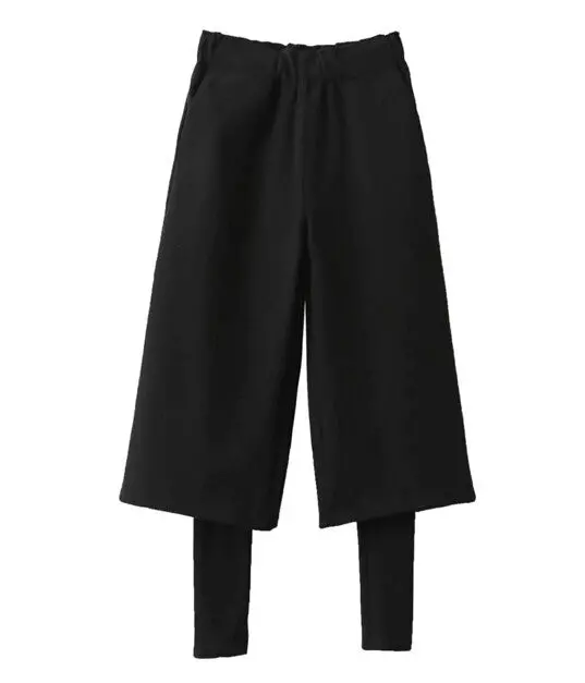 Chic Elastic Waist Fakse 2 Pieces Wide Leg Pants Woman Long Trousers Femme Casual Pants 1