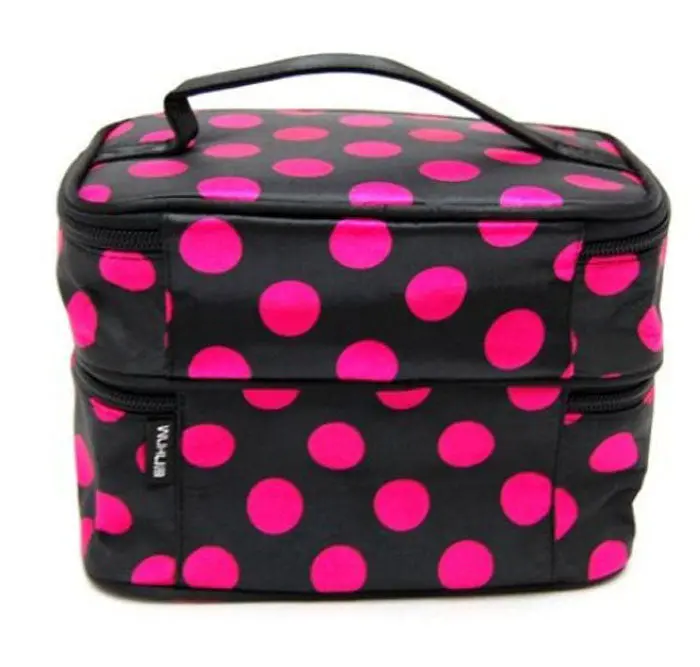 Chic Lady's Wave Dot Case Makeup Double Cosmetic H Bag Tool Storage Toiletry 1