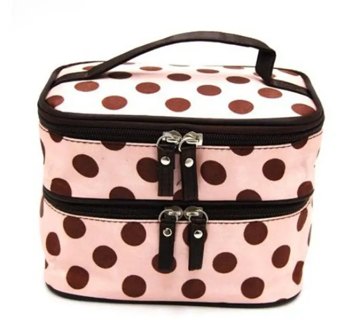 Chic Lady's Wave Dot Case Makeup Double Cosmetic H Bag Tool Storage Toiletry 2