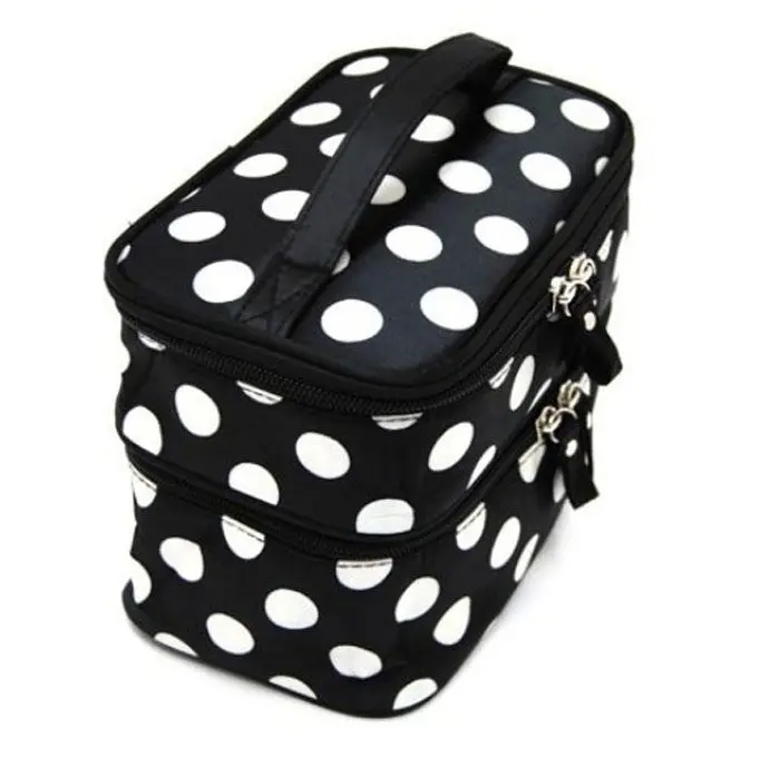 Chic Lady's Wave Dot Case Makeup Double Cosmetic H Bag Tool Storage Toiletry 3