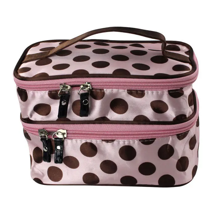 Chic Lady's Wave Dot Case Makeup Double Cosmetic H Bag Tool Storage Toiletry 4