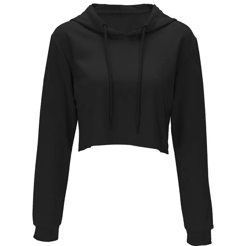 Chic O Neck Sweatshirt Women Cropped Hoody Short Featuring Tops Hooded Tracksuits Sweatshirt Solid Color Pull Femme 4