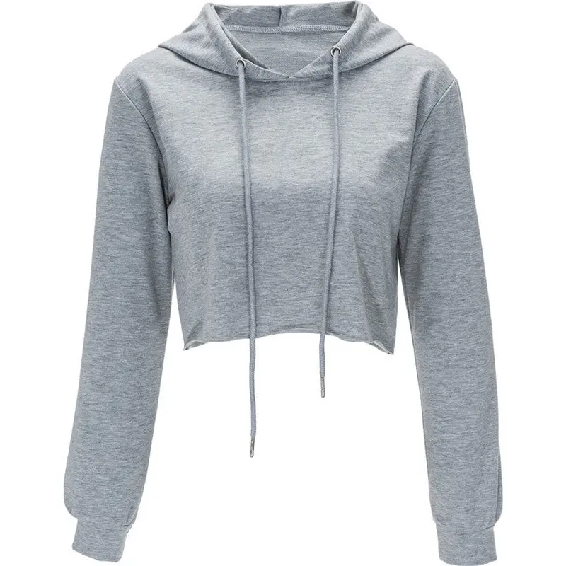 Chic O Neck Sweatshirt Women Cropped Hoody Short Featuring Tops Hooded Tracksuits Sweatshirt Solid Color Pull Femme 7