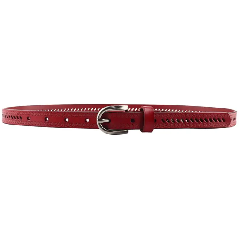 Chiclady Waistband Leather Thin Skinny Waist Belt Buckle With Black, White, Red Color 1