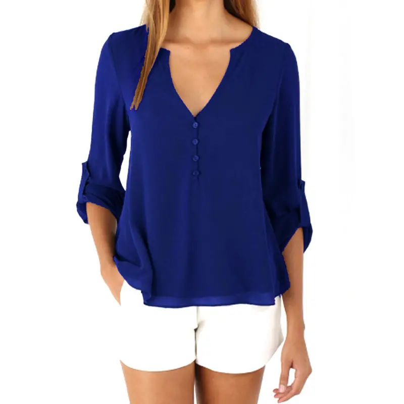 Chiffon Blouse Women Tops Plus Size Causal Blouses Button Chic Elegant Lady Shirts Sexy Blusas 1