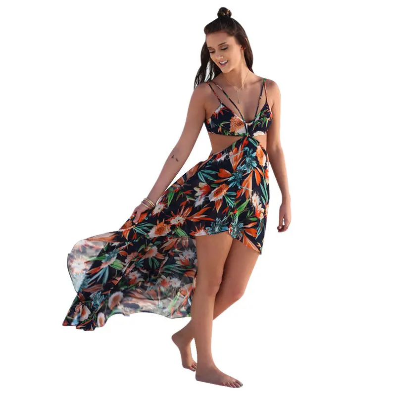 Chiffon Dress Women Sexy Boho Long Maxi Evening Party Dress Beach Sling Sundress For Girls 1