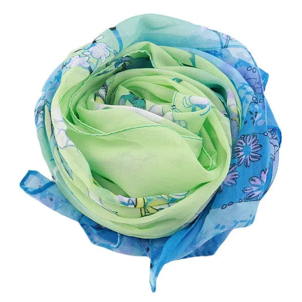 Chiffon Floral Printed Designer Scarfgradient Plaid Flower Casual Chiffon Scarves Long Wrap Pashmina 160*50Cm 1