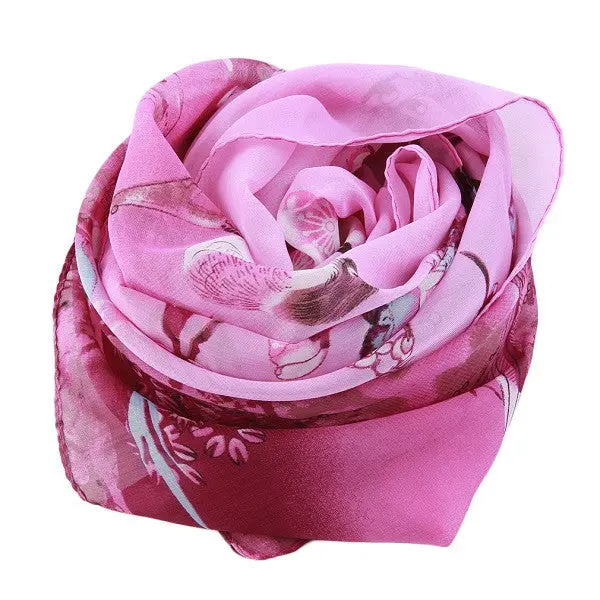 Chiffon Floral Printed Designer Scarfgradient Plaid Flower Casual Chiffon Scarves Long Wrap Pashmina 160*50Cm 2