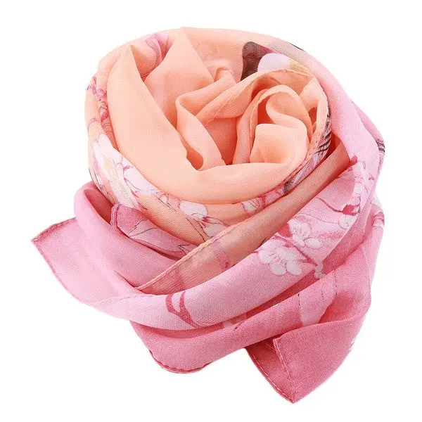 Chiffon Floral Printed Designer Scarfgradient Plaid Flower Casual Chiffon Scarves Long Wrap Pashmina 160*50Cm 3