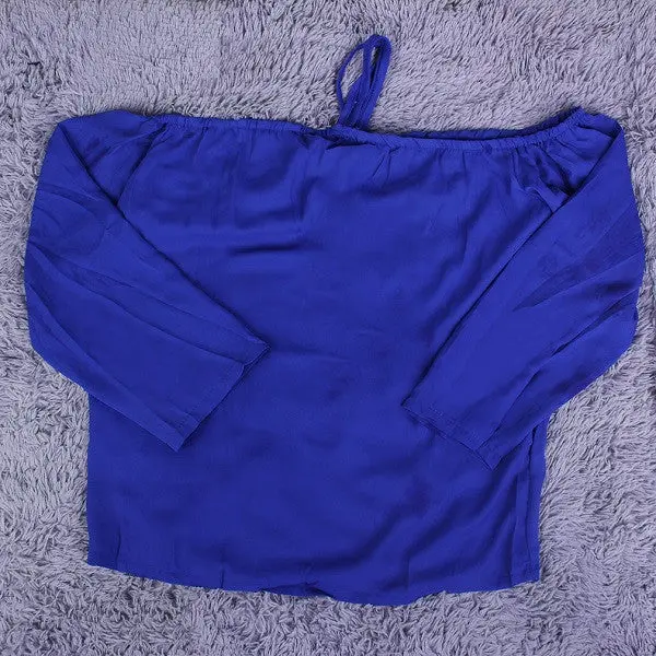 Chiffon Off Shoulder Tops Sleeved Casual Haletneck Blouse 9