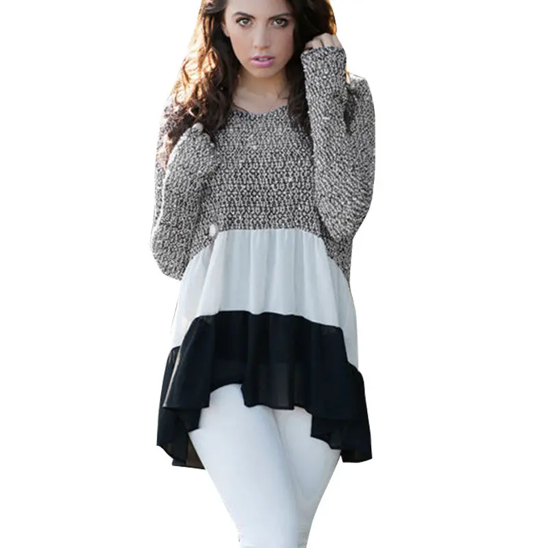 Chiffon Patchwork Sexy Women Blouse Shirt Cute Women Tops And Blouses  Blouse Clothing Plus Size 1