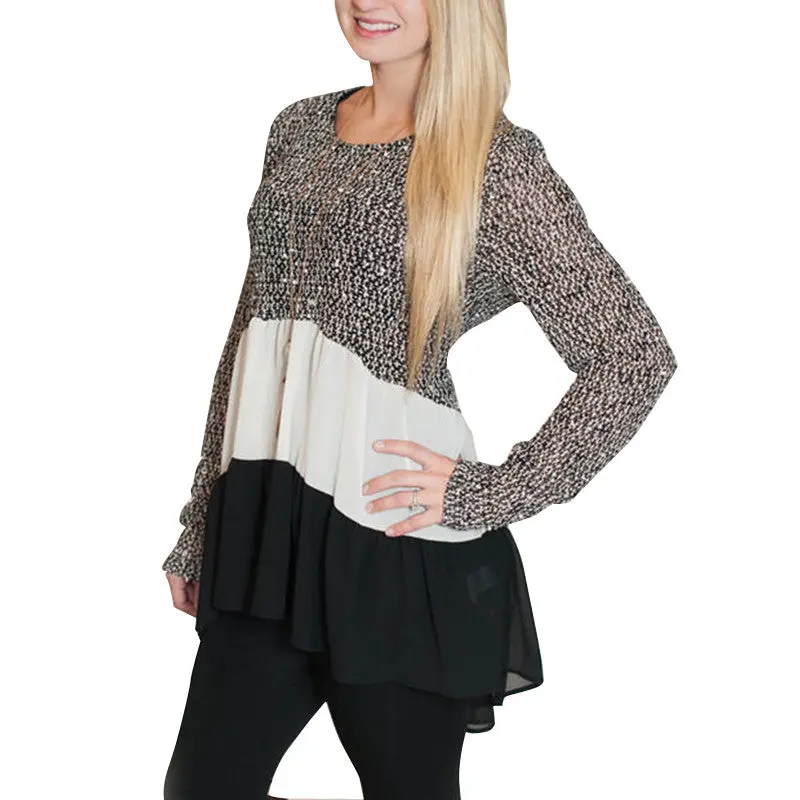 Chiffon Patchwork Sexy Women Blouse Shirt Cute Women Tops And Blouses Blouse Clothing Plus Size 4