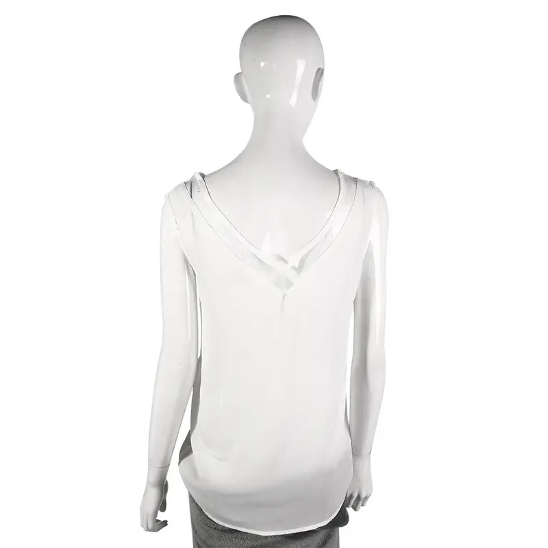 Chiffon Sleeveless Tops V-Neck Loose Blouse Casual With White Black Color 1