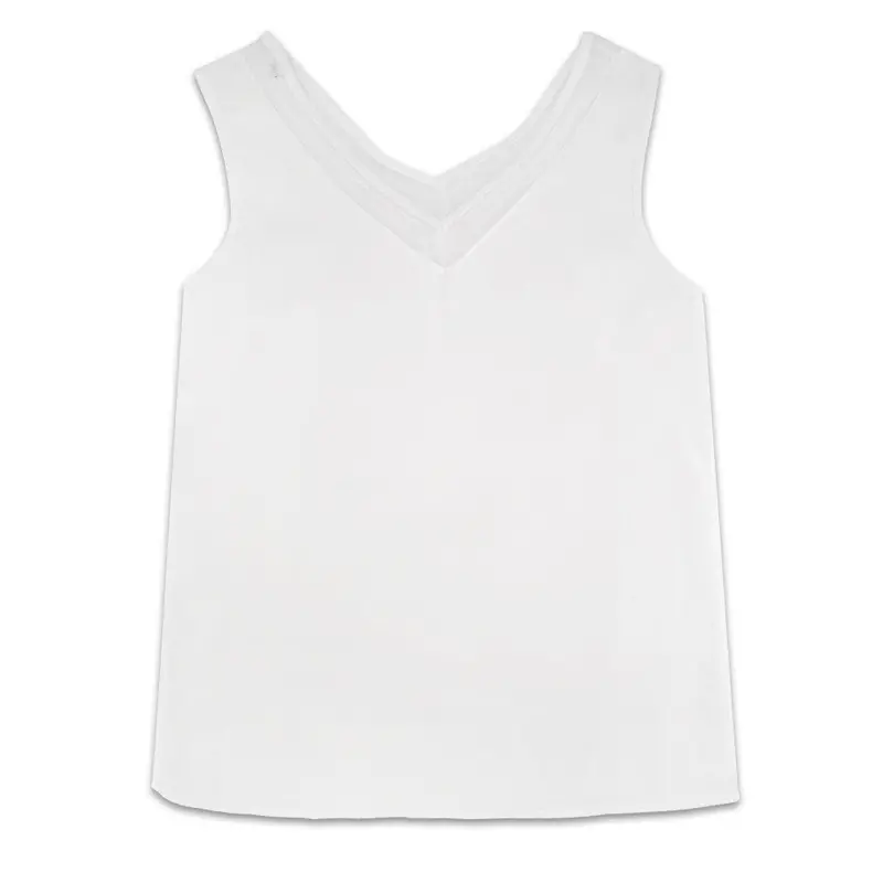 Chiffon Sleeveless Tops V-Neck Loose Blouse Casual With White Black Color 6