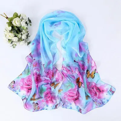 Chiffon Womens Scarf Fashion Long Warm Shawl Infinity Foulard Echarpe Floral Scarf Women Bufandas Pashmina 1